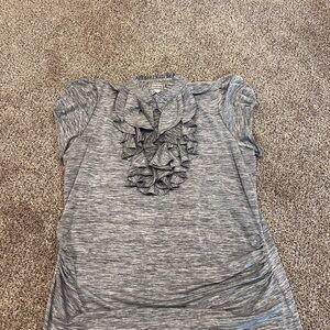 Soulmates Gray Ruffled Cap Sleeve Blouse